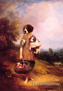 ゲインズボロ・トーマスの古典改訂版の素敵な犬たち Oil Paintings
